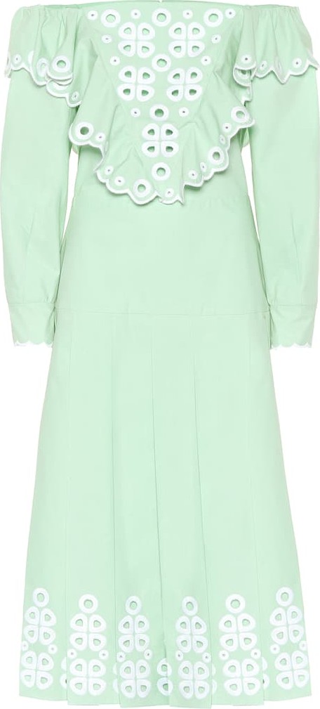 Fendi Embroidered cotton midi dress