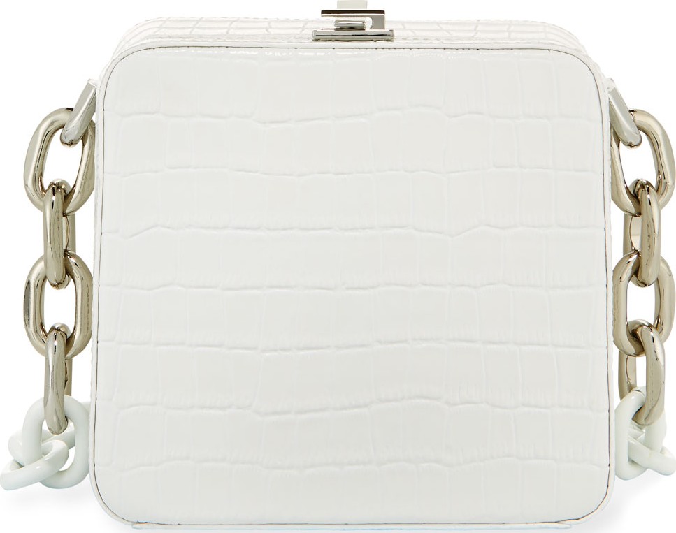 The Volon Cube Chain Crocodile-Print Shoulder Bag