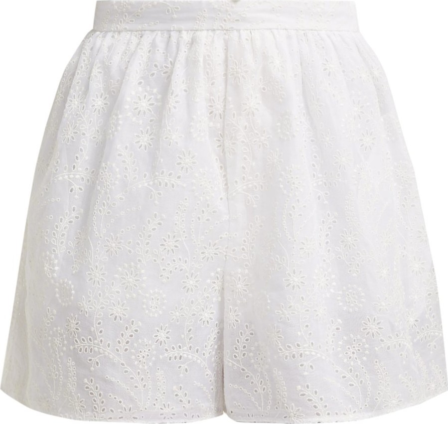 Valentino Broderie-anglaise cotton-blend shorts