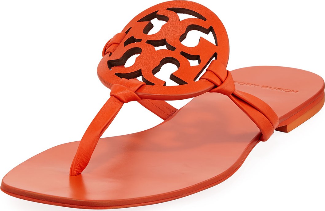 Tory Burch Miller Square-Toe Flat Slide Sandals