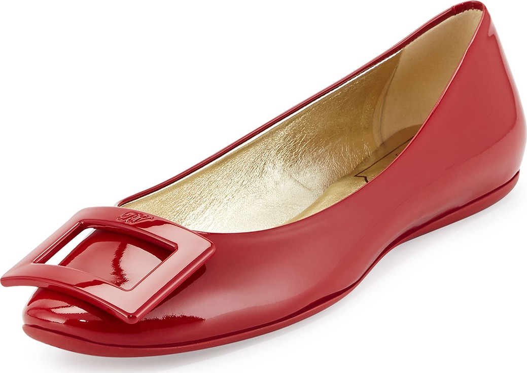 Roger Vivier Gommette Patent Ballerine Flat, Dark Ruby