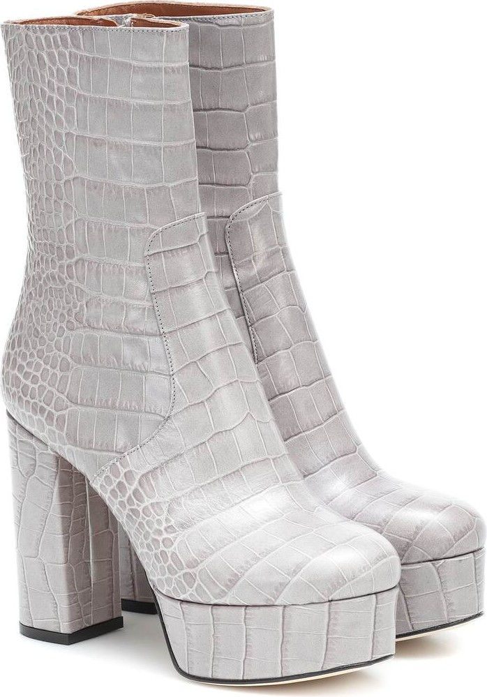 Paris Texas Croc-effect leather ankle boots
