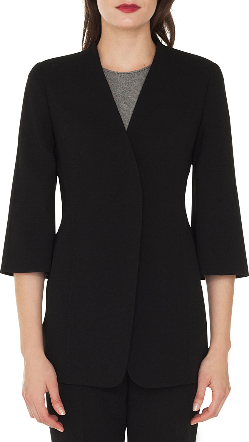 Akris Salsa Zip-Front 3/4 Bell-Sleeve Wool Cardigan