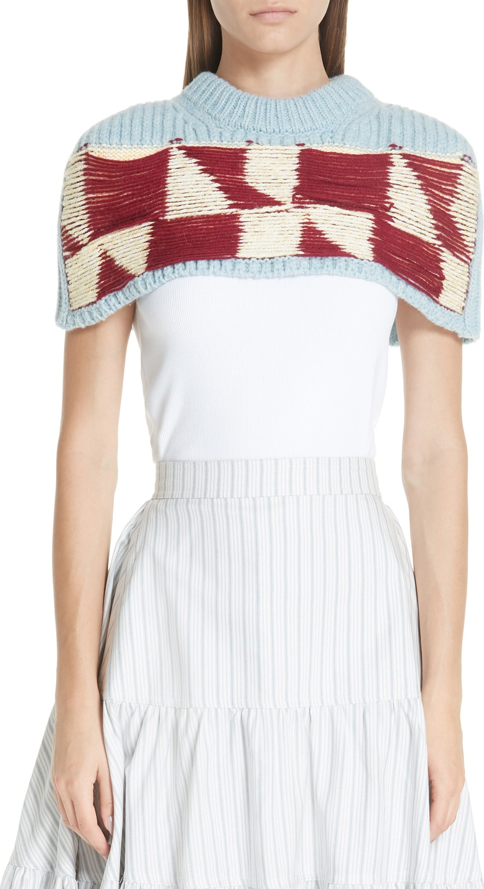 Calvin Klein 205W39NYC Wool Blend Quilt Jacquard Shoulder Warmer