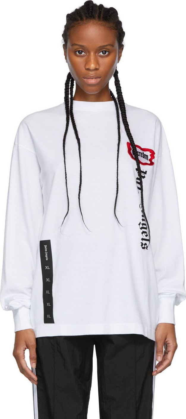 Palm Angels White ICECREAM Edition Skull Long Sleeve T-Shirt