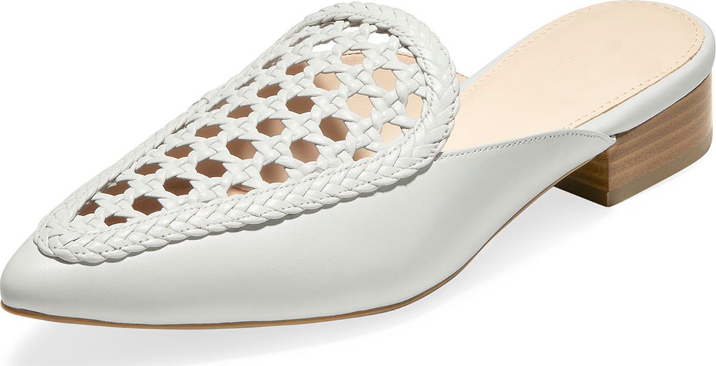 Cole Haan Payson Grand Woven Leather Mules, White