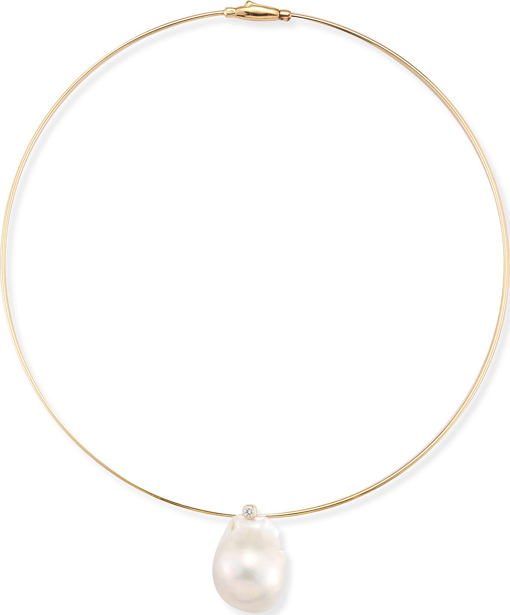 Mizuki Medium Single Pearl Collar Necklace