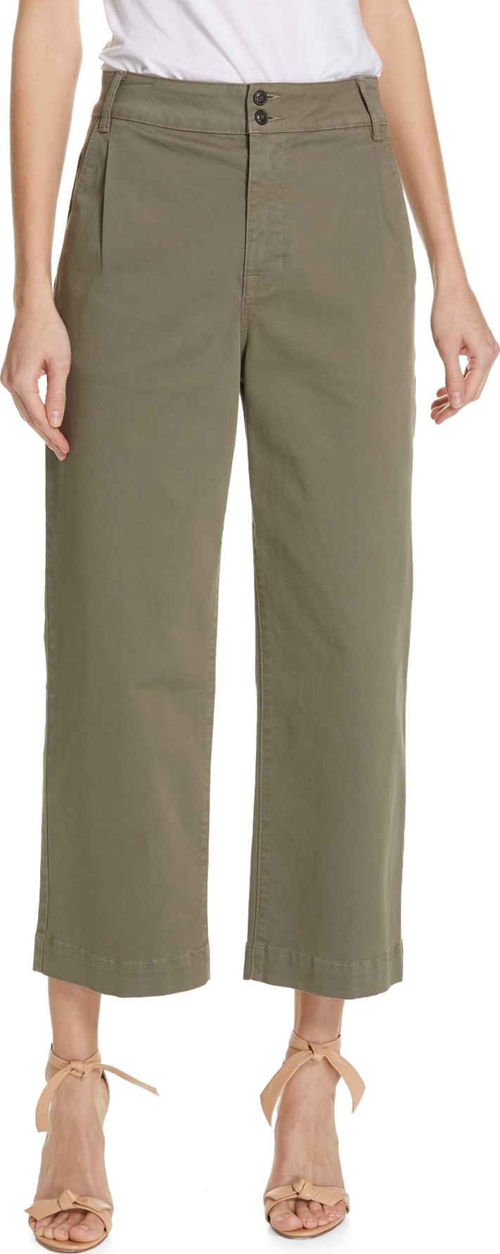 FRAME DENIM Pleated Wide Leg Crop Pants