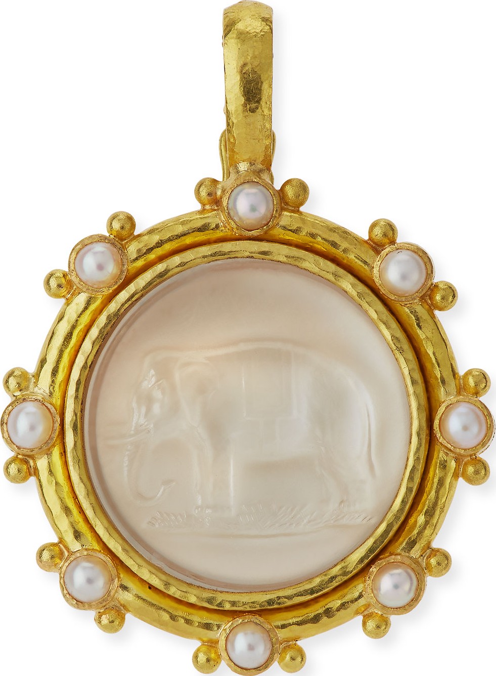 Elizabeth Locke 19K Elephant Venetian Glass Intaglio Pendant