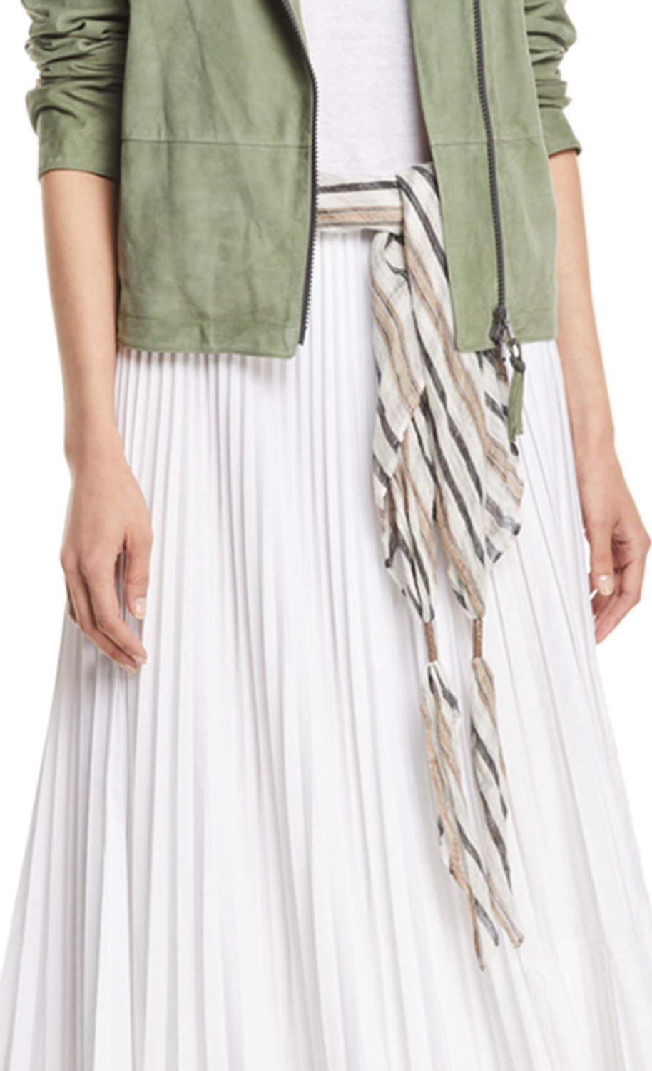 Brunello Cucinelli Striped Linen-Blend Necklace Scarf