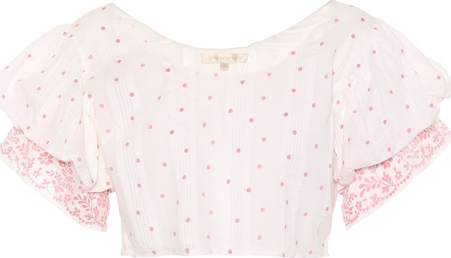 LOVESHACKFANCY Christine off-the-shoulder cotton top