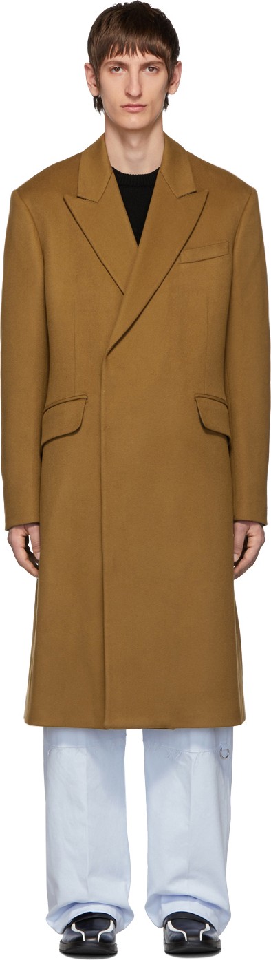 Raf Simons Brown Wool Double Breasted Coat