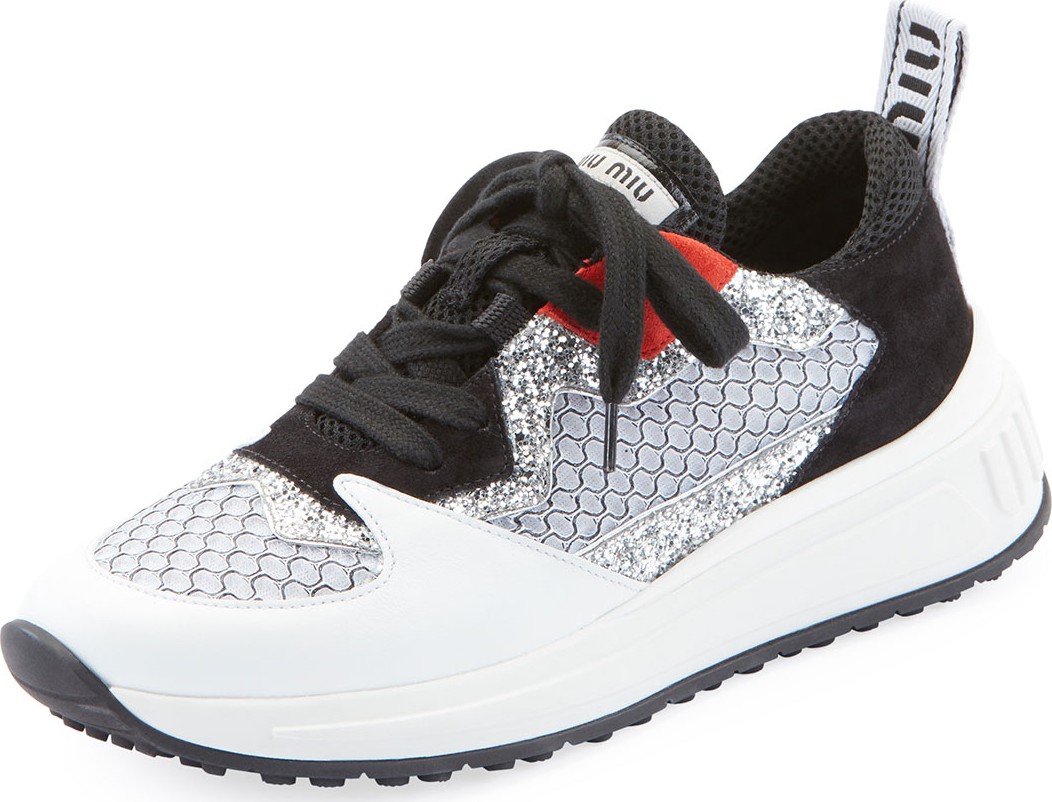 Miu Miu Mixed Media Platform Sneakers