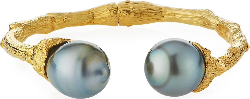 K Brunini 18k Twig Cuff w/ Tahitian Pearls
