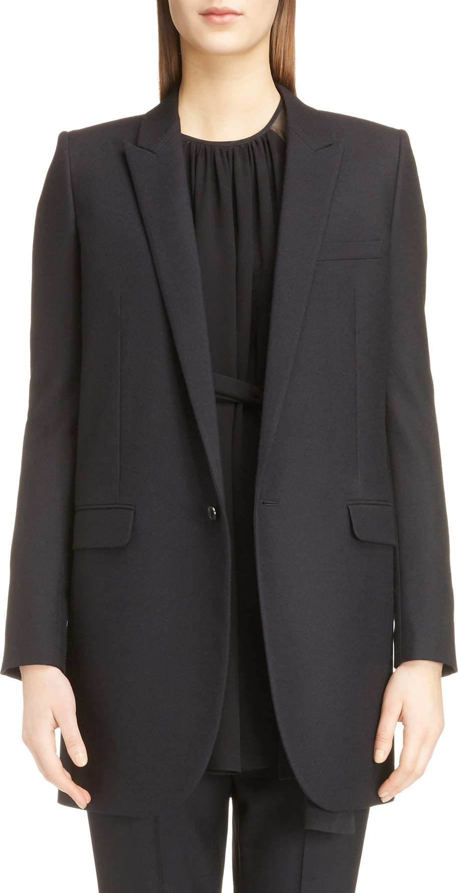 Saint Laurent Long Gabardine Tuxedo Blazer