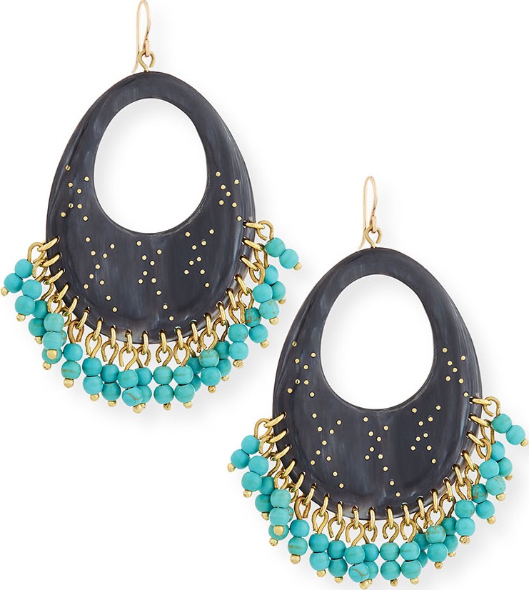 Ashley Pittman Vuka Beaded Dark Horn Earrings