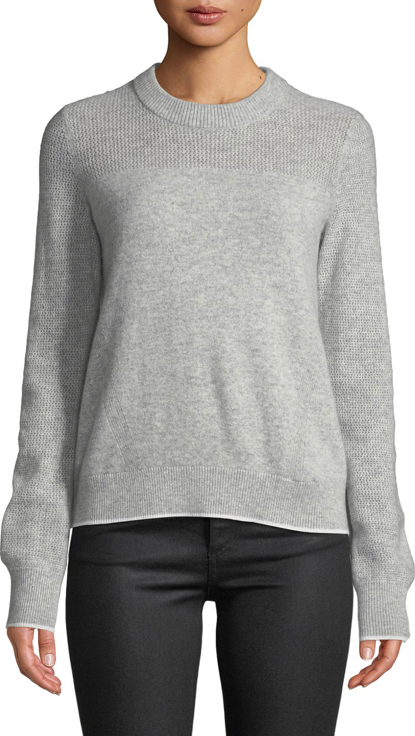 Rag & Bone Yorke Cashmere Crewneck Sweater with Mesh Details