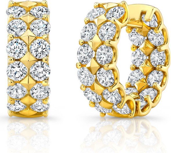 Norman Silverman 18k Gold Small 2-Row Diamond Hoop Earrings