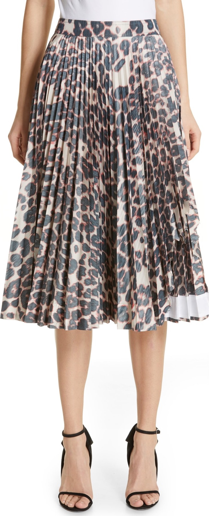 Calvin Klein 205W39NYC Panther Print Pleated Taffeta Skirt