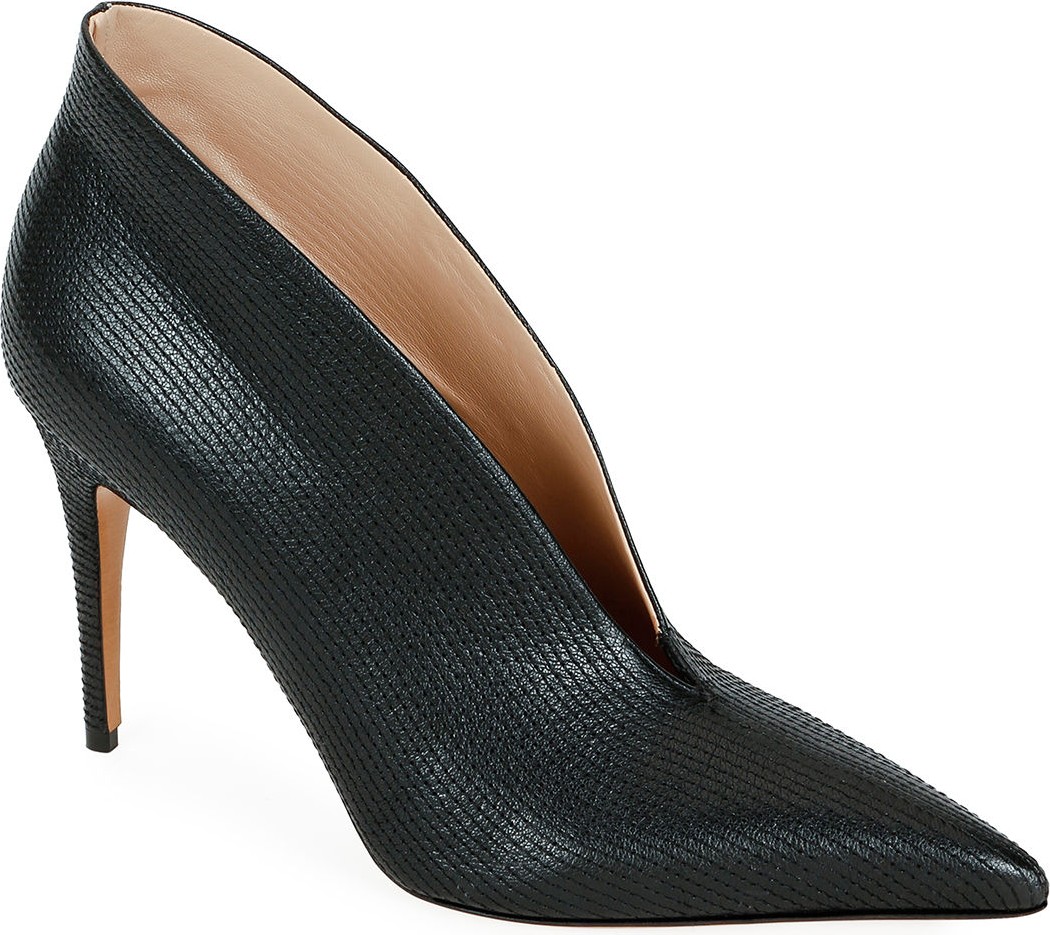 Valentino All Stitched V-Cut Leather Pumps