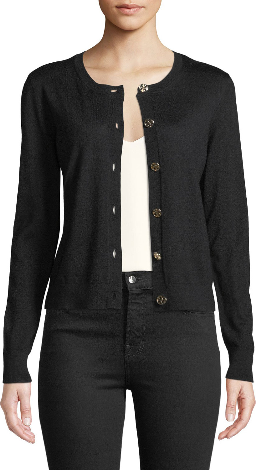 Tory Burch Logo-Button Crewneck Cardigan