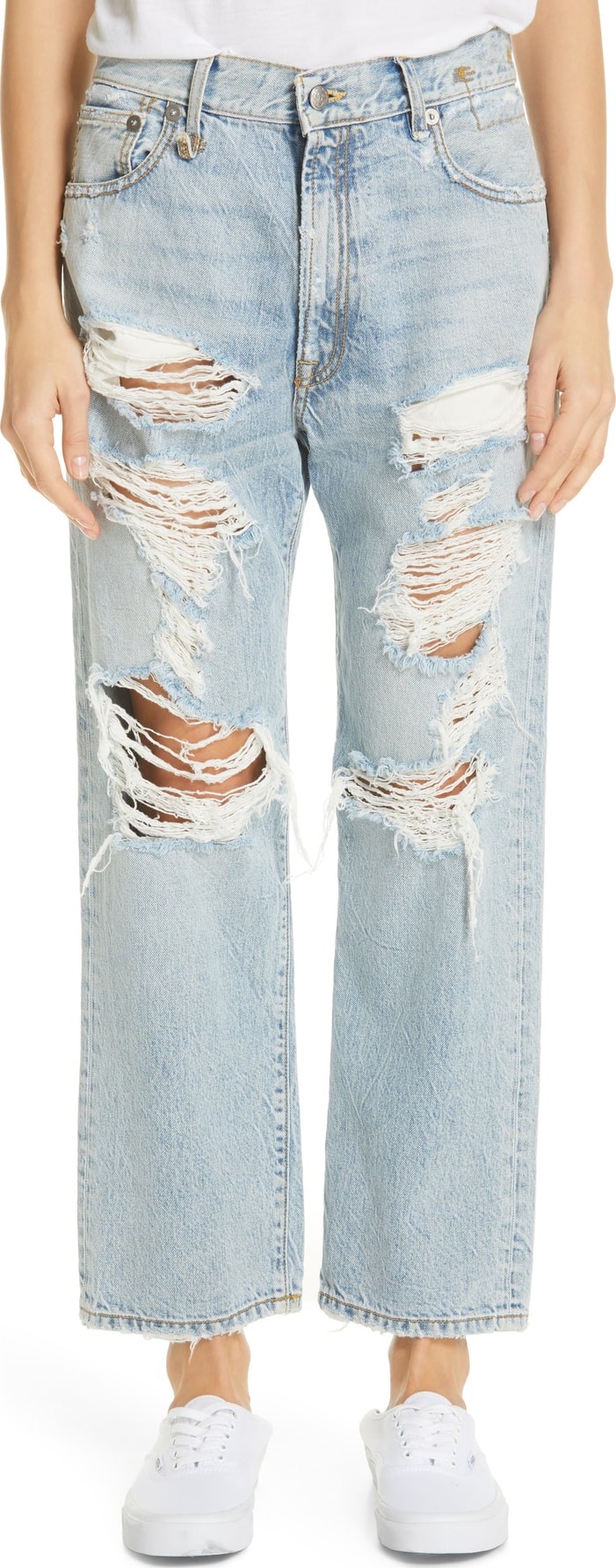 R13 Ripped Boyfriend Jeans