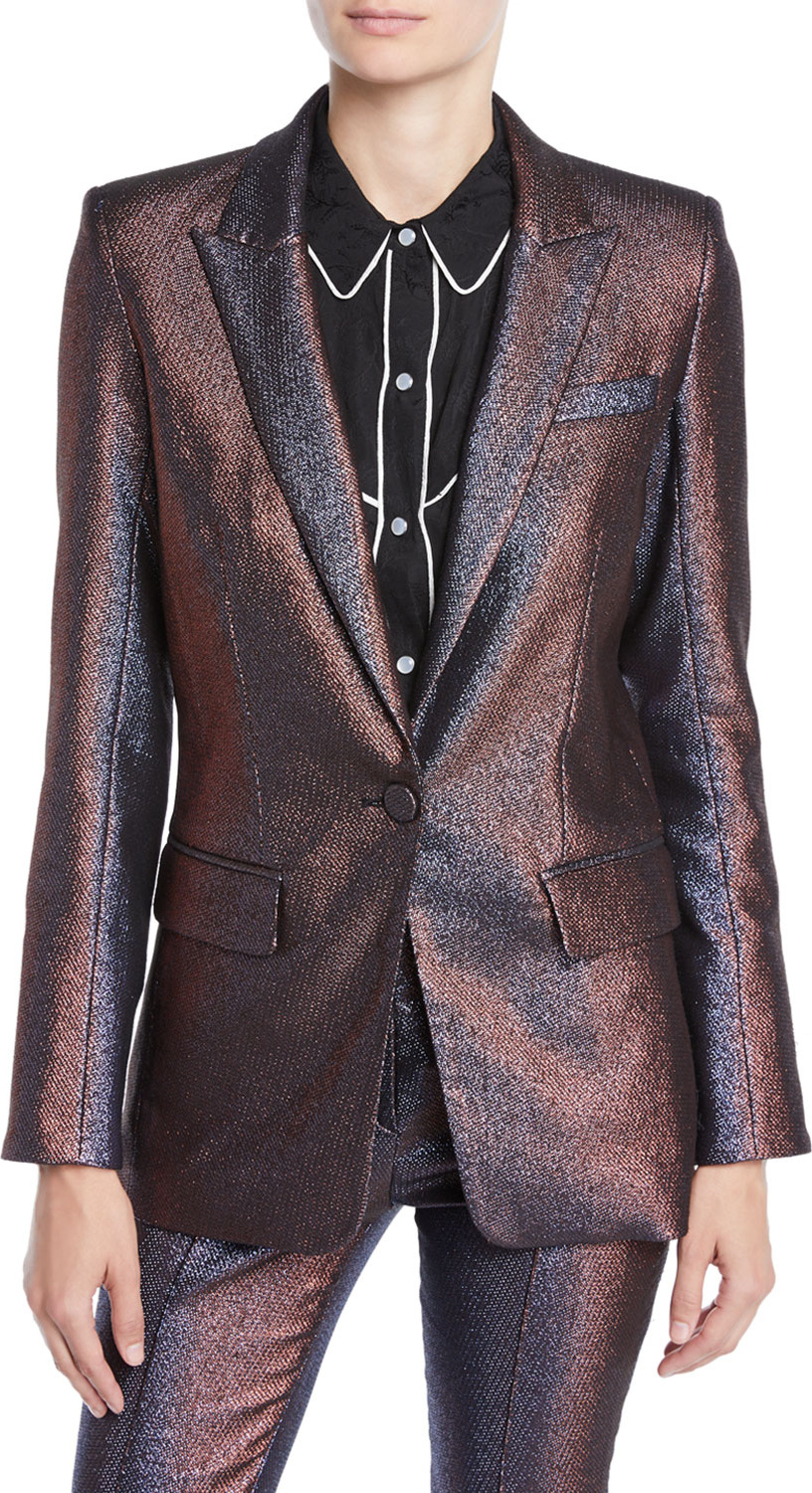 Veronica Beard Ashburn Metallic Single-Button Blazer