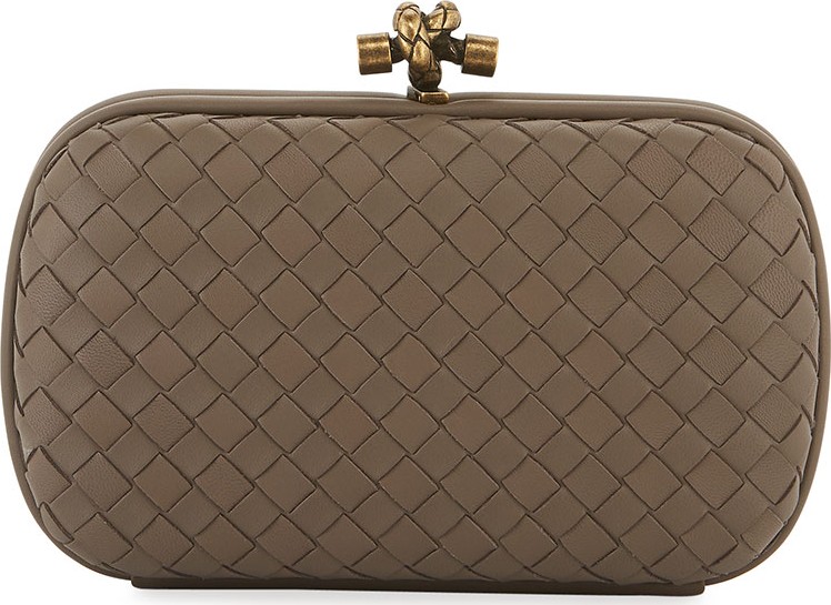 Bottega Veneta Leather Woven Knot Box Clutch Bag
