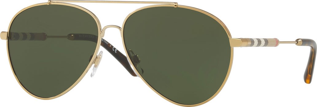 Burberry London England Aviator Sunglasses with Check Temples