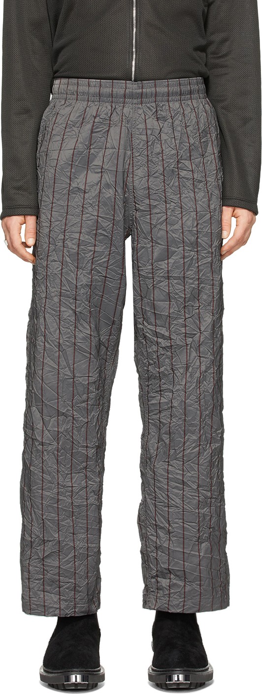 Our Legacy Grey Crushed Memory Striped Trousers