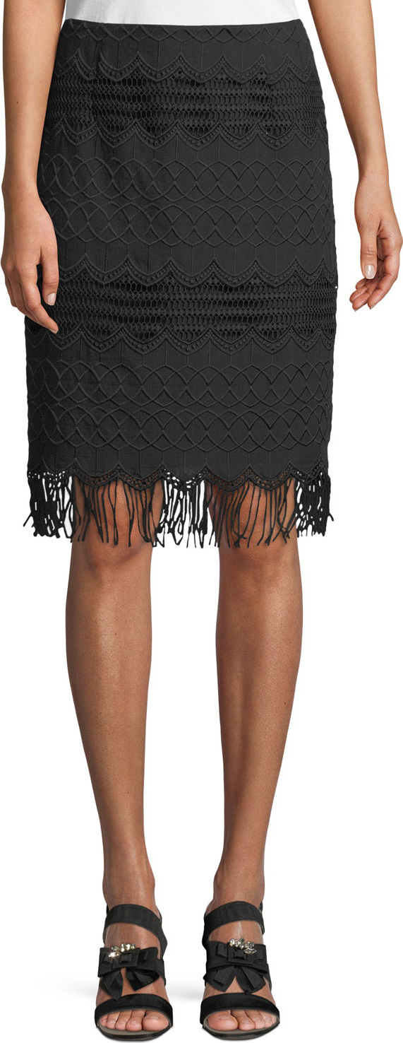 Nanette Lepore White Sands Fringe Skirt