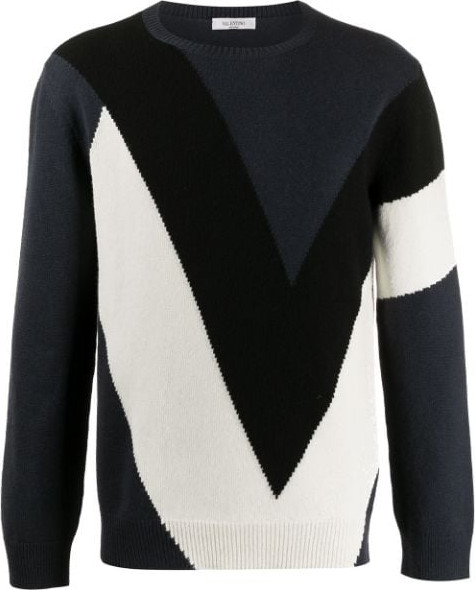 Valentino - Knitted colour block jumper
