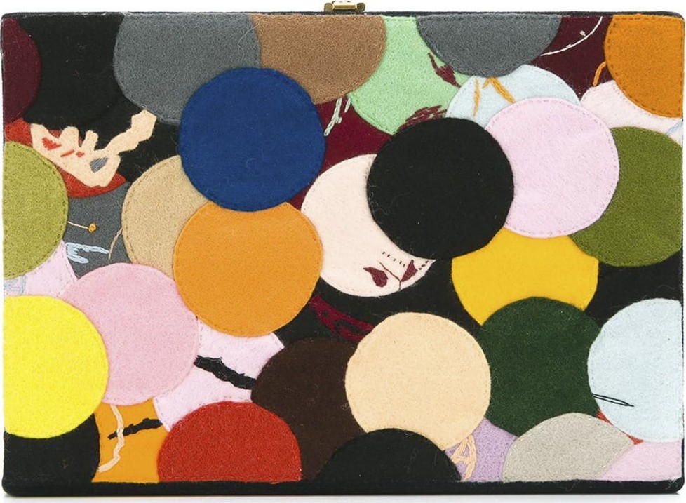 Olympia Le-Tan Olympia Le-Tan x Bernard Frize dotted felt patch book clutch Olympia Le-Tan Olympia Le-Tan x Bernard Frize dotted felt patch book clutch