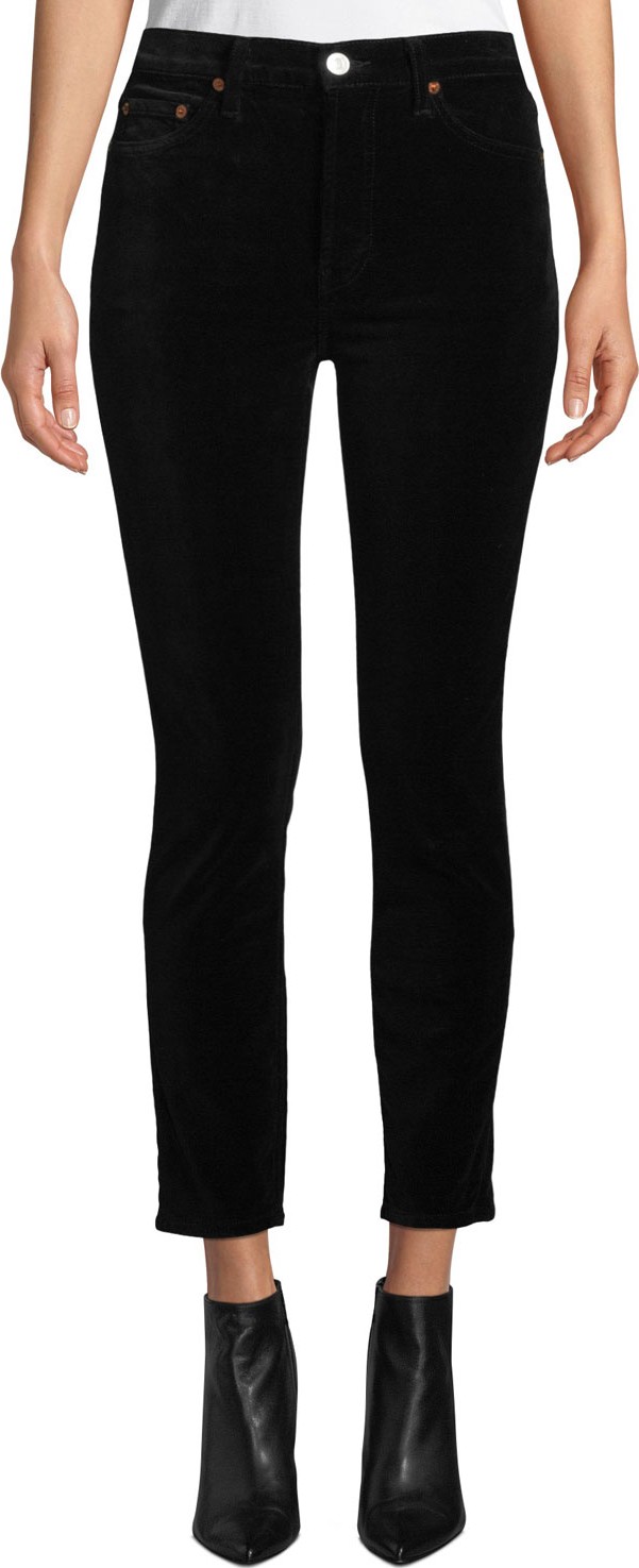 RE/DONE High-Rise Ankle Crop Velvet Skinny Pants