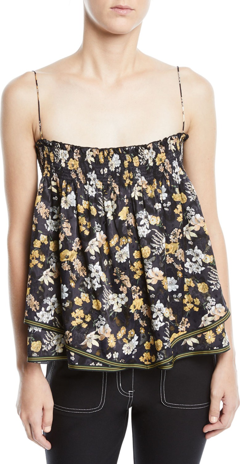 Derek Lam 10 Crosby Tiered Floral-Print Silk Cami Skirt