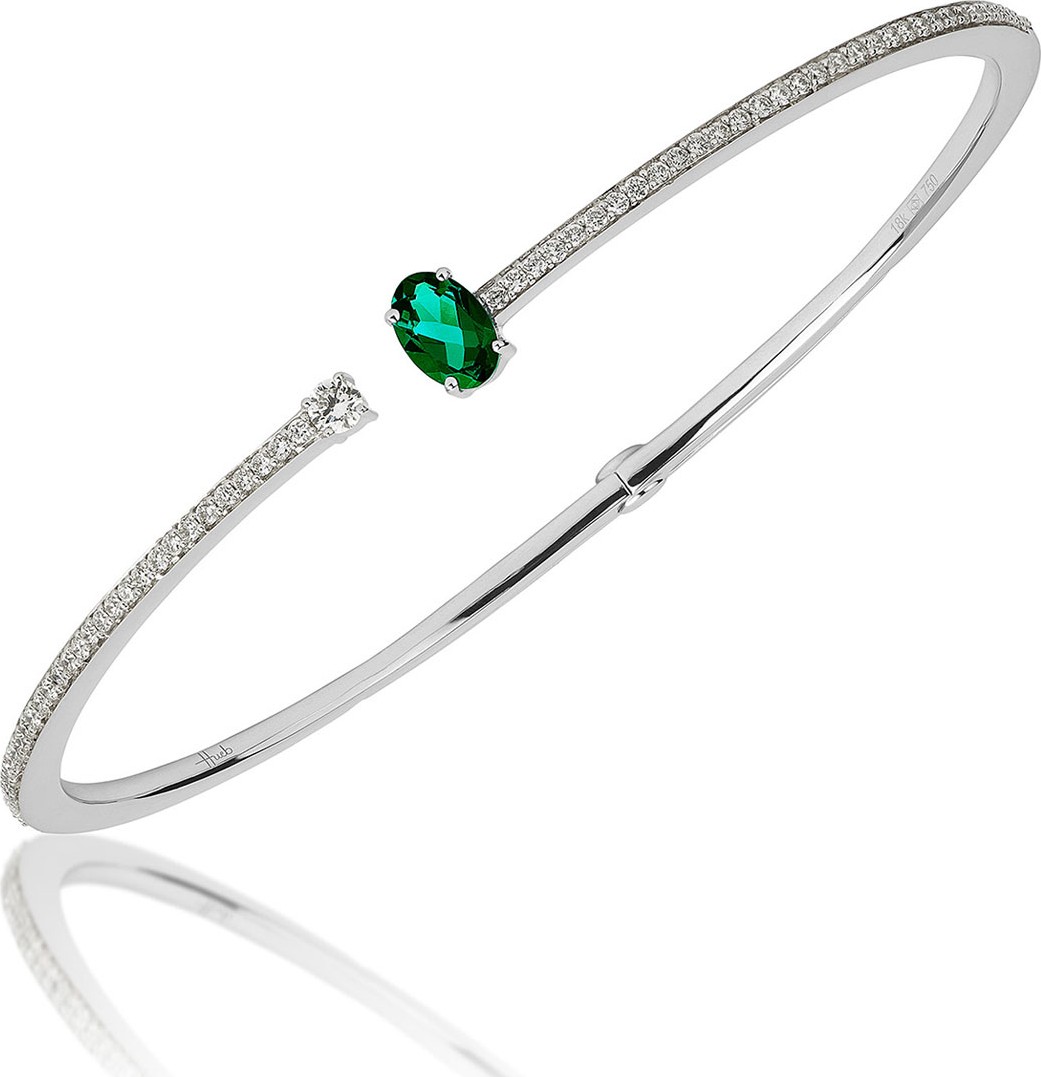 Hueb Spectrum 18k White Gold Diamond & Emerald Bracelet