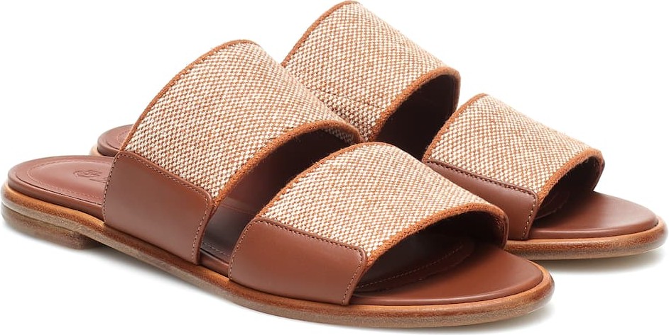 Loro Piana Kalahari leather-trimmed slides