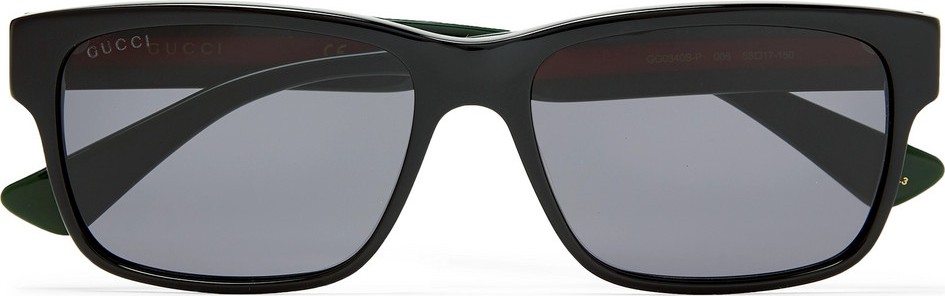 Gucci Square-Frame Striped Acetate Sunglasses
