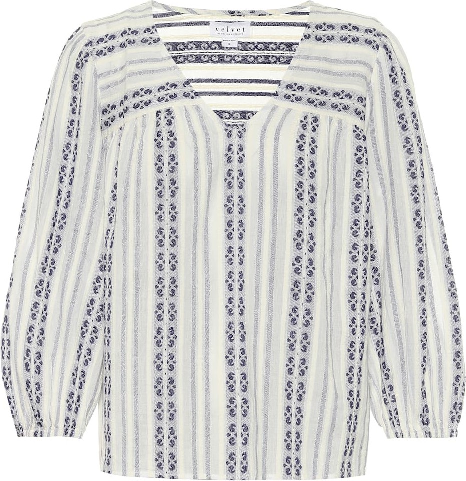 Velvet By Graham & Spencer Winter striped cotton blouse