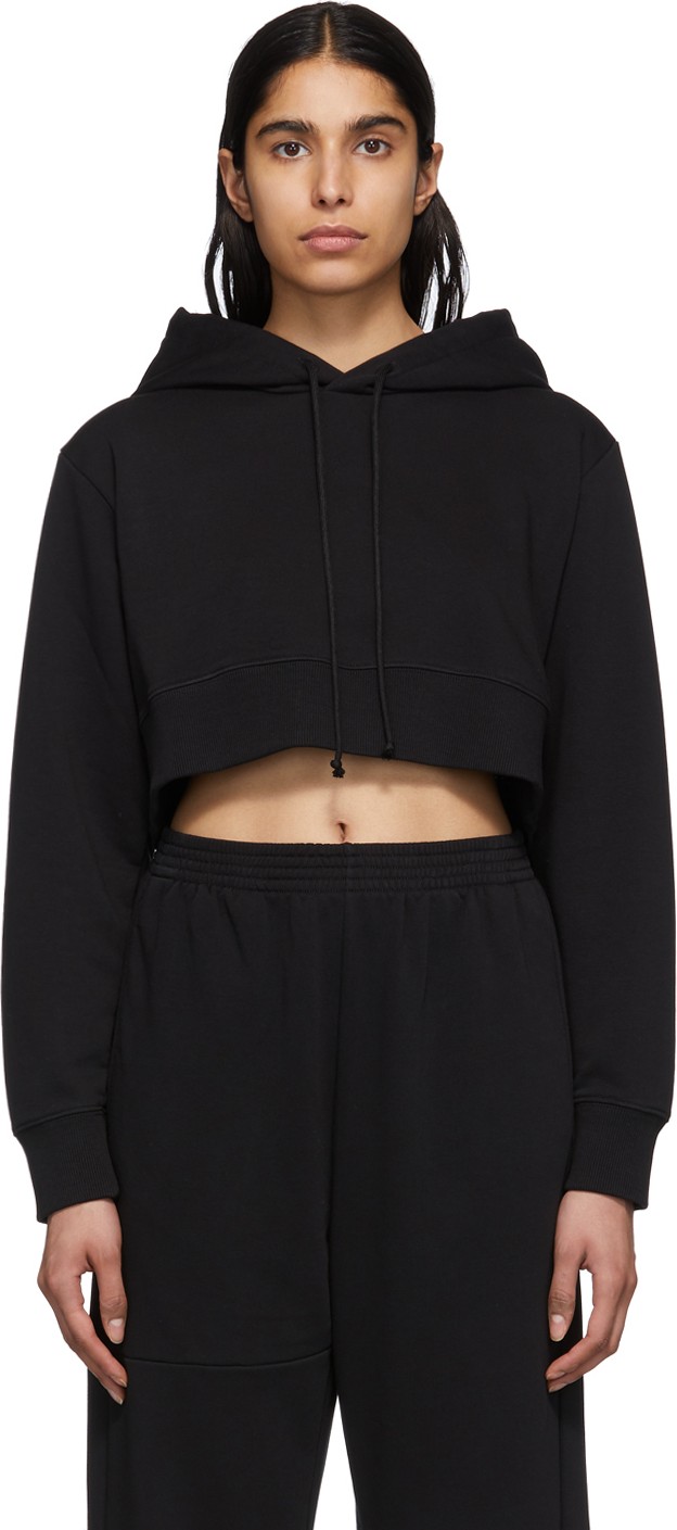 MM6 Maison Margiela Black Cropped Hoodie
