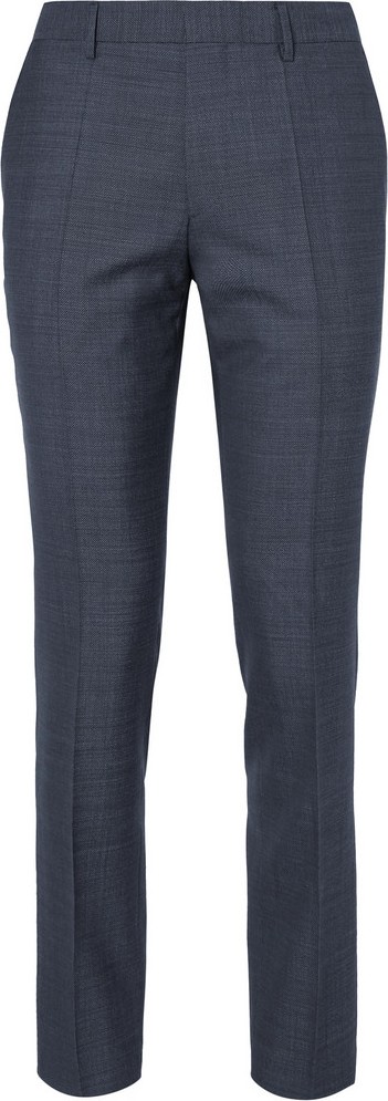 HUGO BOSS Navy Slim-Fit Alcantara-Trimmed Birdseye Virgin Wool Trousers