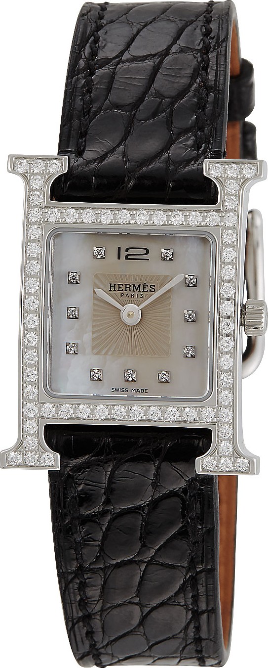 HERMÈS Heure H Diamond, Stainless Steel & Alligator Strap