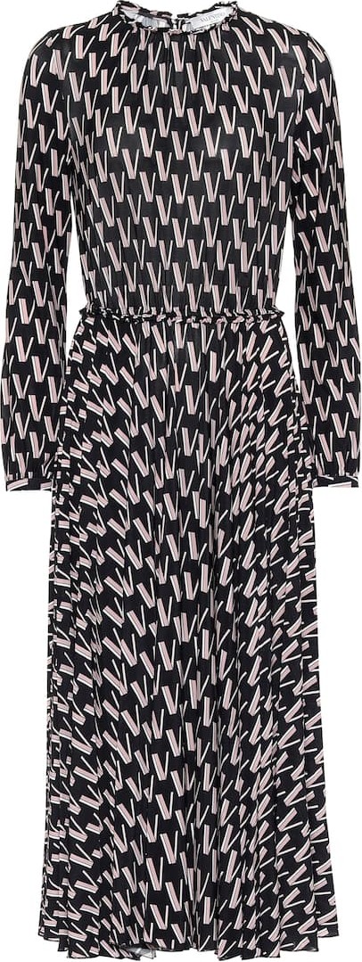 Valentino Printed stretch-crêpe midi dress