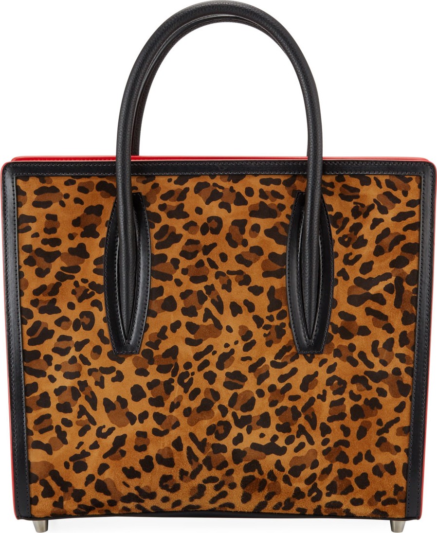 Christian Louboutin Paloma Leopard Suede & Canvas Tote Bag
