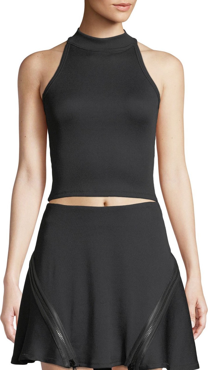 Opening Ceremony Zip-Back Fitted Ribbed Tank