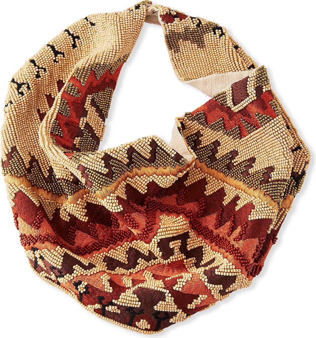 Mignonne Gavigan New York Kilim Le Charlot Beaded Scarf Necklace