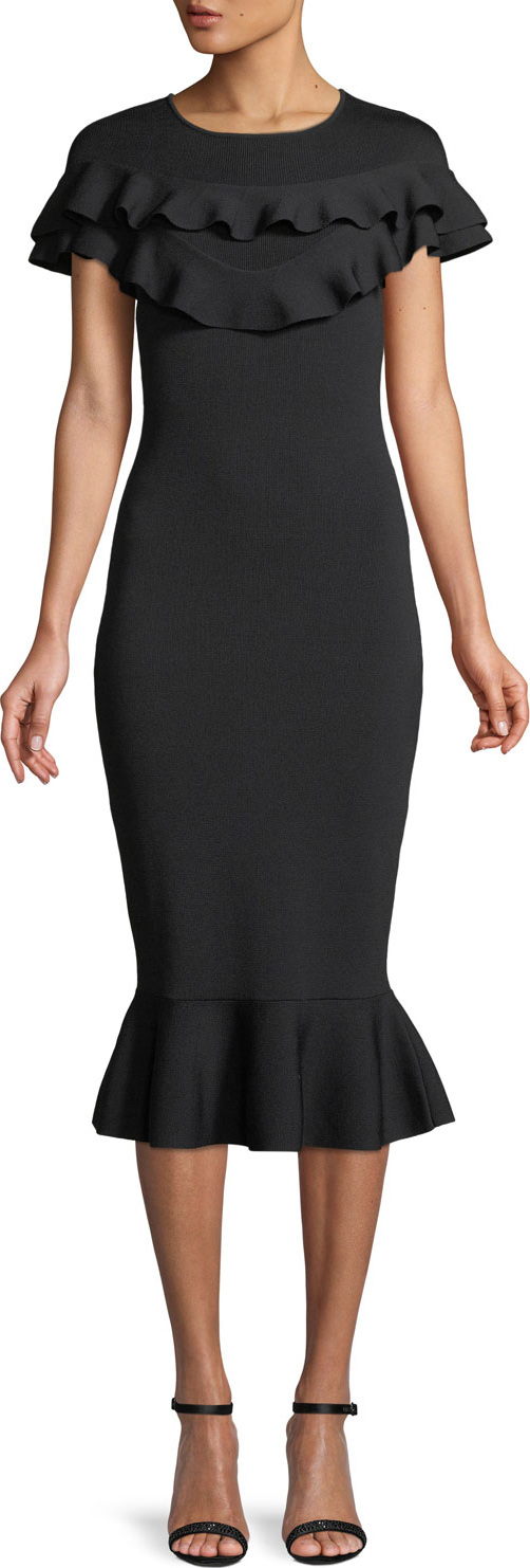 Sachin & Babi Natalie Bodycon Cocktail Dress w/ Ruffles