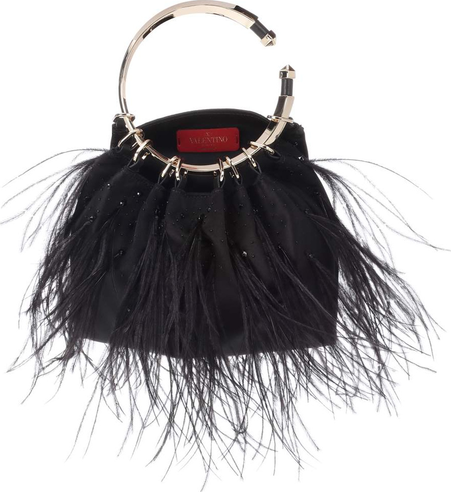 Valentino Valentino Garavani silk-blend feather clutch