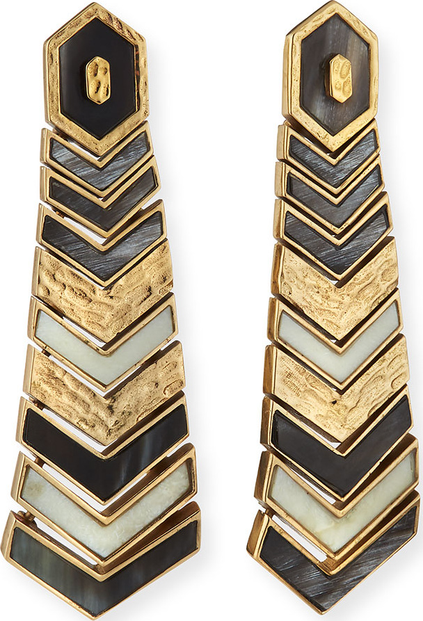 Akola Hexagon Tiered Bone & Horn Earrings