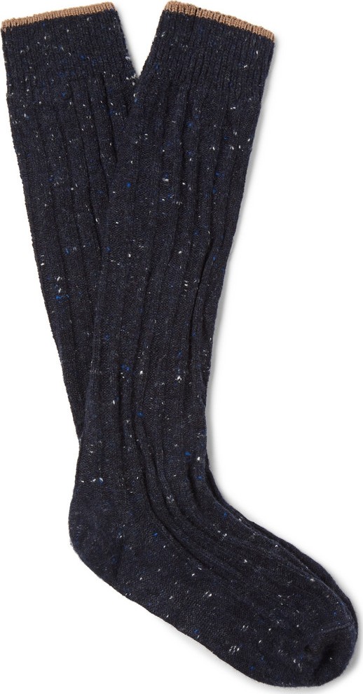 Brunello Cucinelli Ribbed Mélange Virgin Wool-Blend Socks